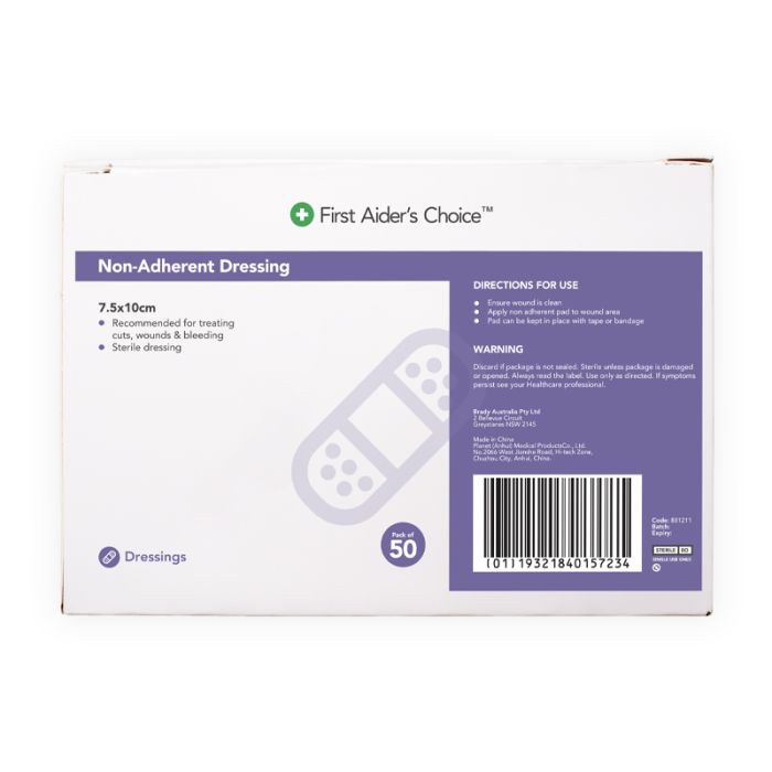 FAC Non-Adherent Dressing, 7.5cm (W) x 10cm (L), Box of 50 - Image 2