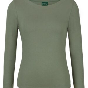Colours of Cotton C of C LADIES L/S BOAT NECK TEE SAGE - 06