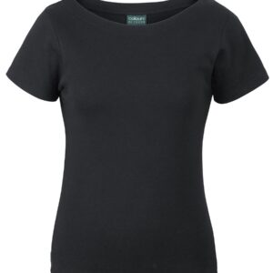 Colours of Cotton C of C LADIES S/S BOAT NECK TEE BLACK - 06