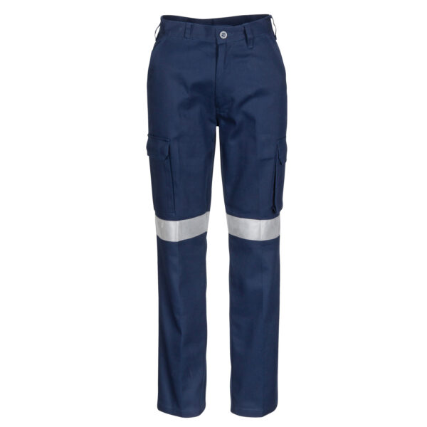 DNC Ladies Cotton Drill Cargo Pants with 3M Reflective Tape