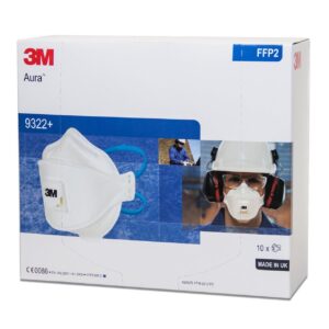 3M 9322A+ Flat Fold P2 Dust Mask With Valve (10 Pack)