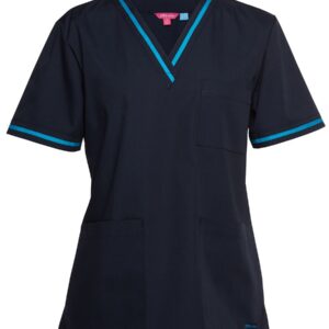 JB's wear JB's CONTRAST LADIES SCRUBS TOP NAVY/AQUA - 06