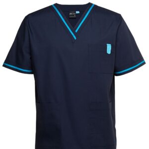 JB's wear JB's CONTRAST UNISEX SCRUBS TOP NAVY/AQUA - XS