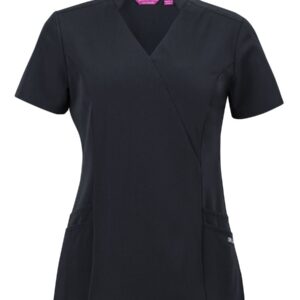 JB's wear JB's LADIES NU MANDARIN COLLAR SCRUB TOP BLACK - 06