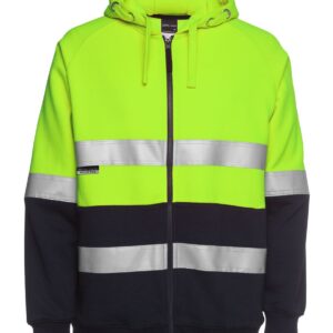 JB's wear JB's HV (D+N) FULL ZIP FLEECY HOODIE LIME/NAVY - 2XS