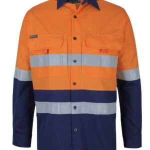 JB's wear JB's HV (D+N) L/S RIPSTOP FISHING SHIRT ORANGE/NAVY - XS