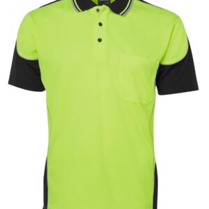 JB's wear JB's HV 4602.1 S/S CONTRAST PIPING POLO LIME/BLACK -2XS