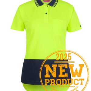 JB's wear JB's LADIES HV S/S DROP TAIL POLO LIME/NAVY -08