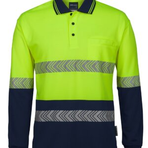 JB's wear JB's HV L/S SEGMENTED TAPE POLO LIME/NAVY - XS