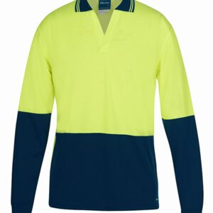 JB's wear JB's HV 4602.1 L/S NON BUTTON POLO LIME/NAVY - 2XS