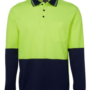 JB's wear JB's HV L/S COTTON BACK POLO LIME/NAVY-2XS