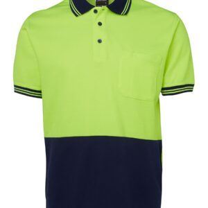 JB's wear JB's HV S/S COTTON BACK POLO LIME/NAVY-2XS