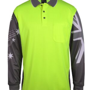 JB's wear JB's HV L/S SOUTHERN CROSS POLO LIME/CHARCOAL - 2XS