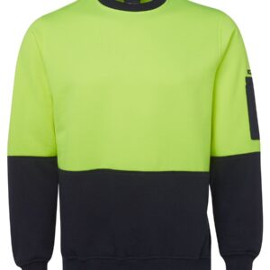 JB's wear JB's HV FLEECY CREW LIME/NAVY -2XS