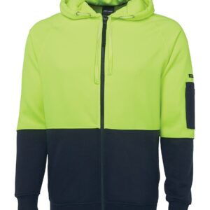 JB's wear JB's HV FULL ZIP FLEECY HOODIE LIME/NAVY -2XS