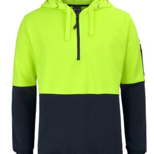 JB's wear JB's HV 1/2 ZIP FLEECY HOODIE LIME/NAVY -2XS