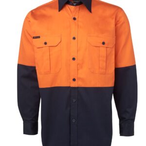 JB's wear JB's HV L/S 190G SHIRT ORANGE/NAVY-2XS