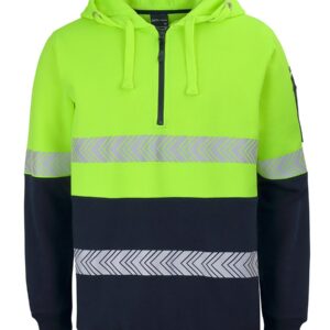 JB's wear JB's HV (D+N) 1/2 ZIP SEGMENTED TAPE HOODIE LIME/NAVY-2XS