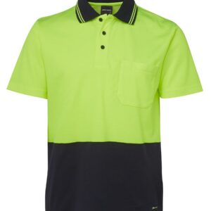 JB's wear JB's HV NON CUFF S/S COTTON BACK POLO LIME/NAVY-2XS