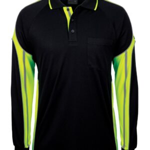JB's wear JB's L/S STREET PANEL POLO BLACK/LIME-2XS