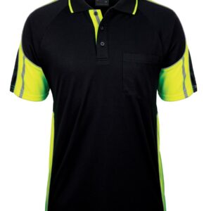 JB's wear JB's S/S STREET PANEL POLO BLACK/LIME-2XS