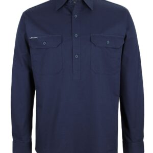 JB's wear JB's CLOSE FRONT L/S 150G WORK SHIRT NAVY - 2XS