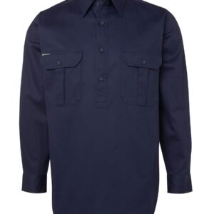 JB's wear JB's CLOSE FRONT L/S WORK SHIRT NAVY -S