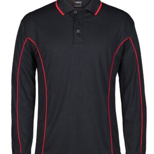 Podium PODIUM L/S PIPING POLO BLACK/RED-2XS