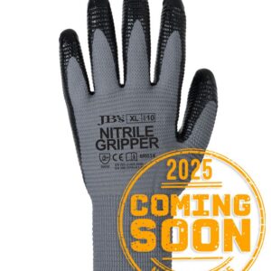 JB's wear JB's NITRILE GRIPPER GLOVE (12PK) GREY/BLACK-S-07