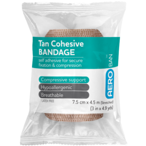 AEROBAN Tan Cohesive Bandage 7.5cm x 4.5M Wrap/12