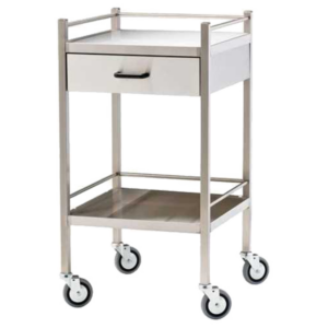 Medium Stainless Steel Trolley with Drawer 60 x 50 x 97cm
