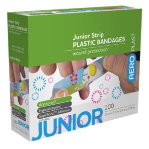 AEROPLAST Plastic Junior Strip 7.2 x 1.9cm Box/100
