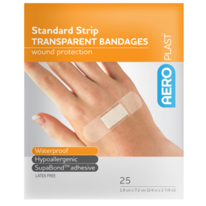 AEROPLAST Transparent Standard Strip 7.2 x 1.9cm Env/25