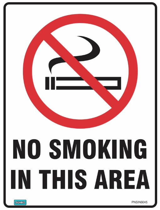 No Smoking In This Area Sign