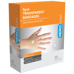 AEROPLAST Transparent Spot Dressings 2.25 x 2.25cm Box/50