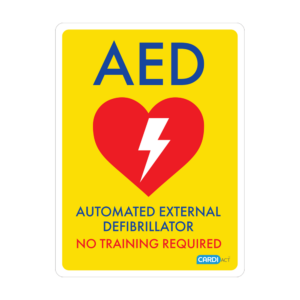 CARDIACT Yellow Poly AED Sign - No Training Required 22.5 x 30cm